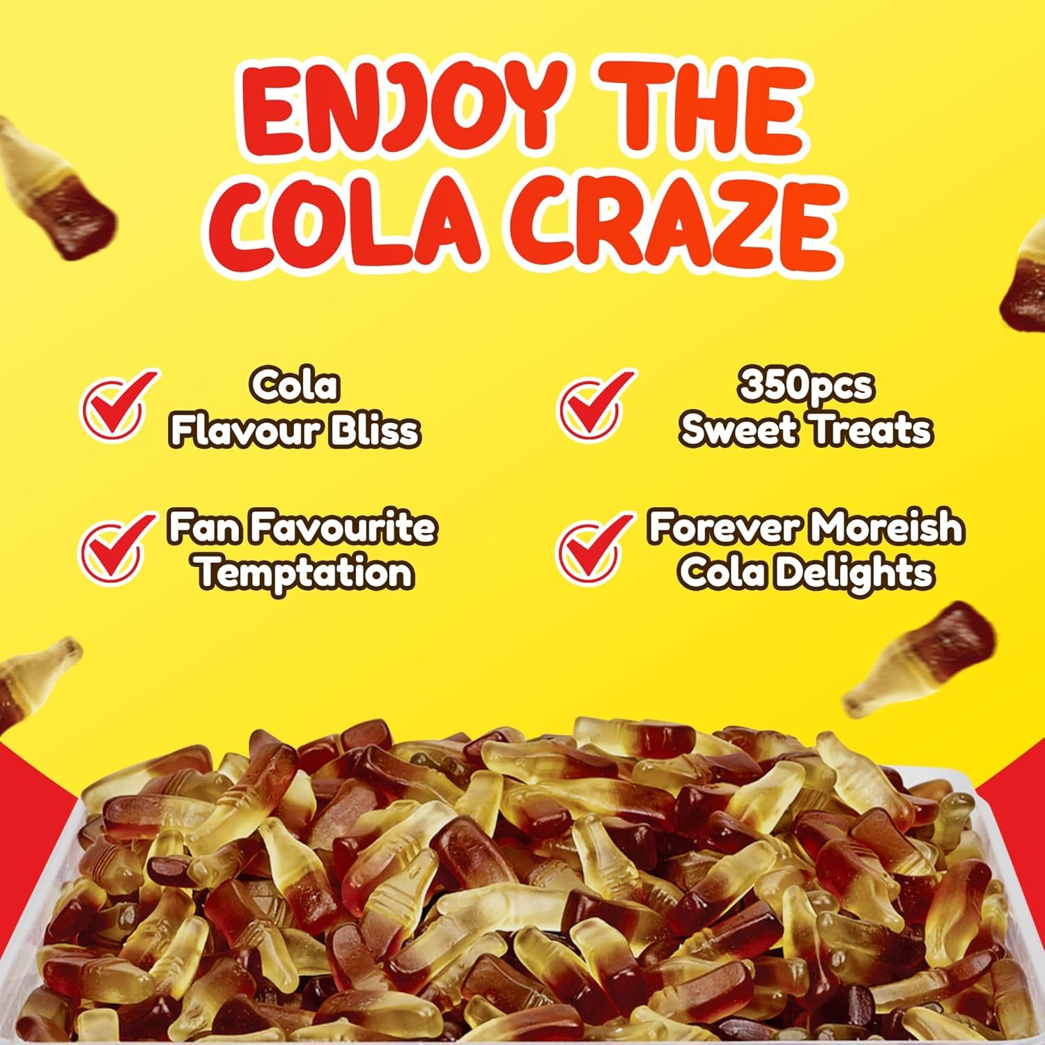 Sweetzone Mini Cola Bottles, Halal Sweets Tub 850g - Image 2