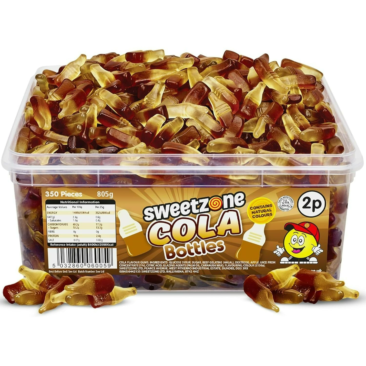 Sweetzone Mini Cola Bottles, Halal Sweets Tub 850g