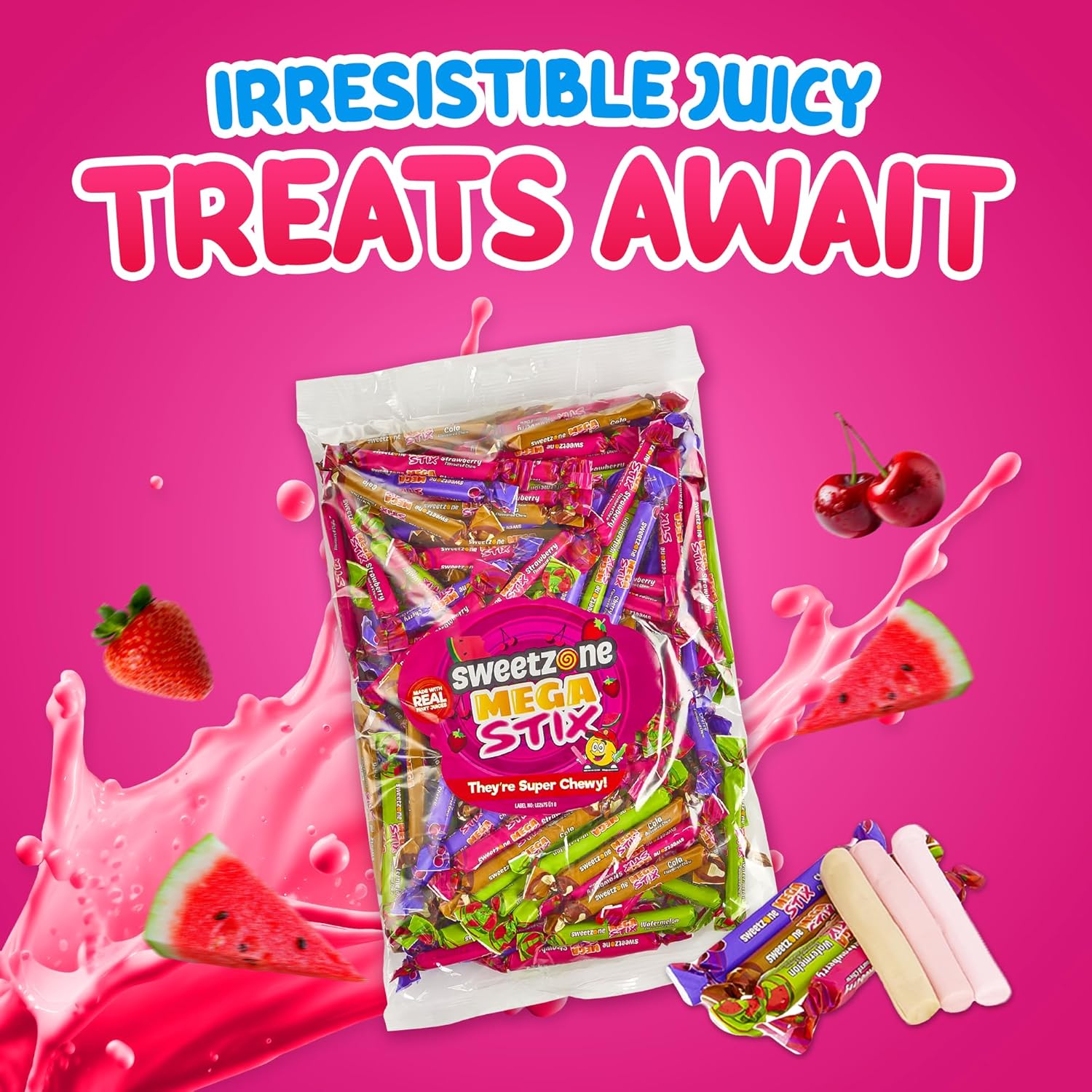 Sweetzone Mega Stix - 1kg Assorted Flavours Bag of Sweets - Image 3