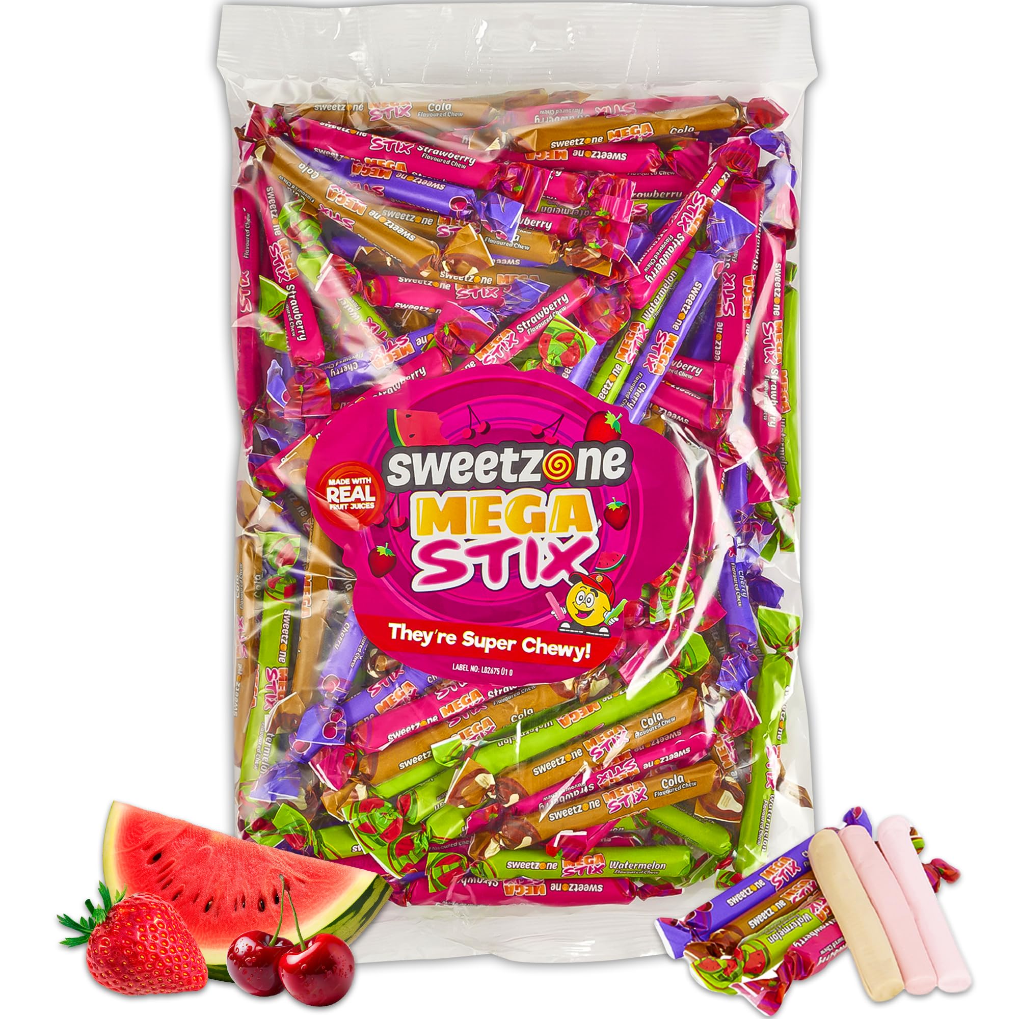 Sweetzone Mega Stix - 1kg Assorted Flavours Bag of Sweets
