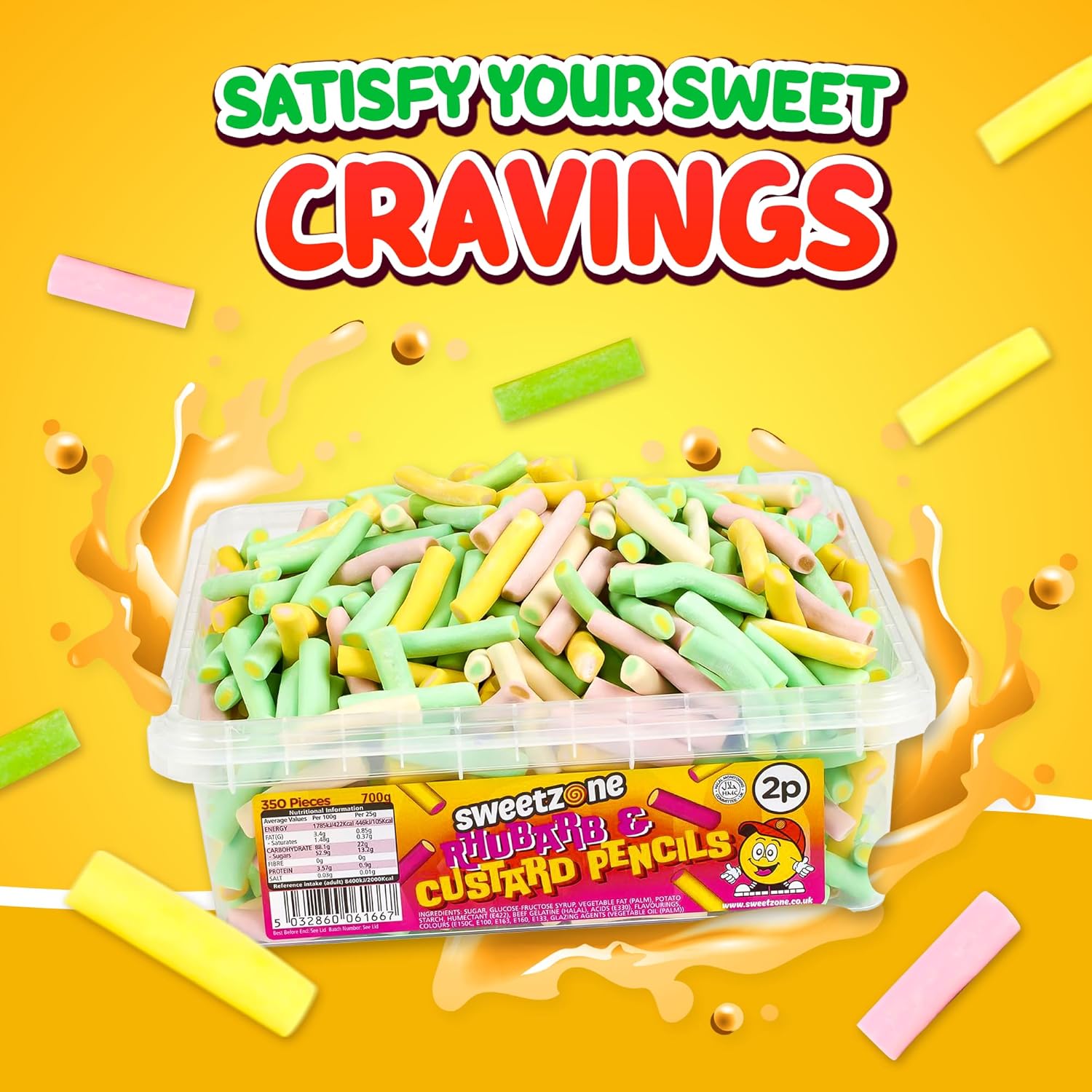 Sweetzone Rhubarb and Custard Pencils 700g 350pcs - Image 3