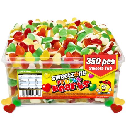 Sweetzone Halal Fruity Heart Gummies – 350 Chewy Heart Sweets in 805g Sharing Tub