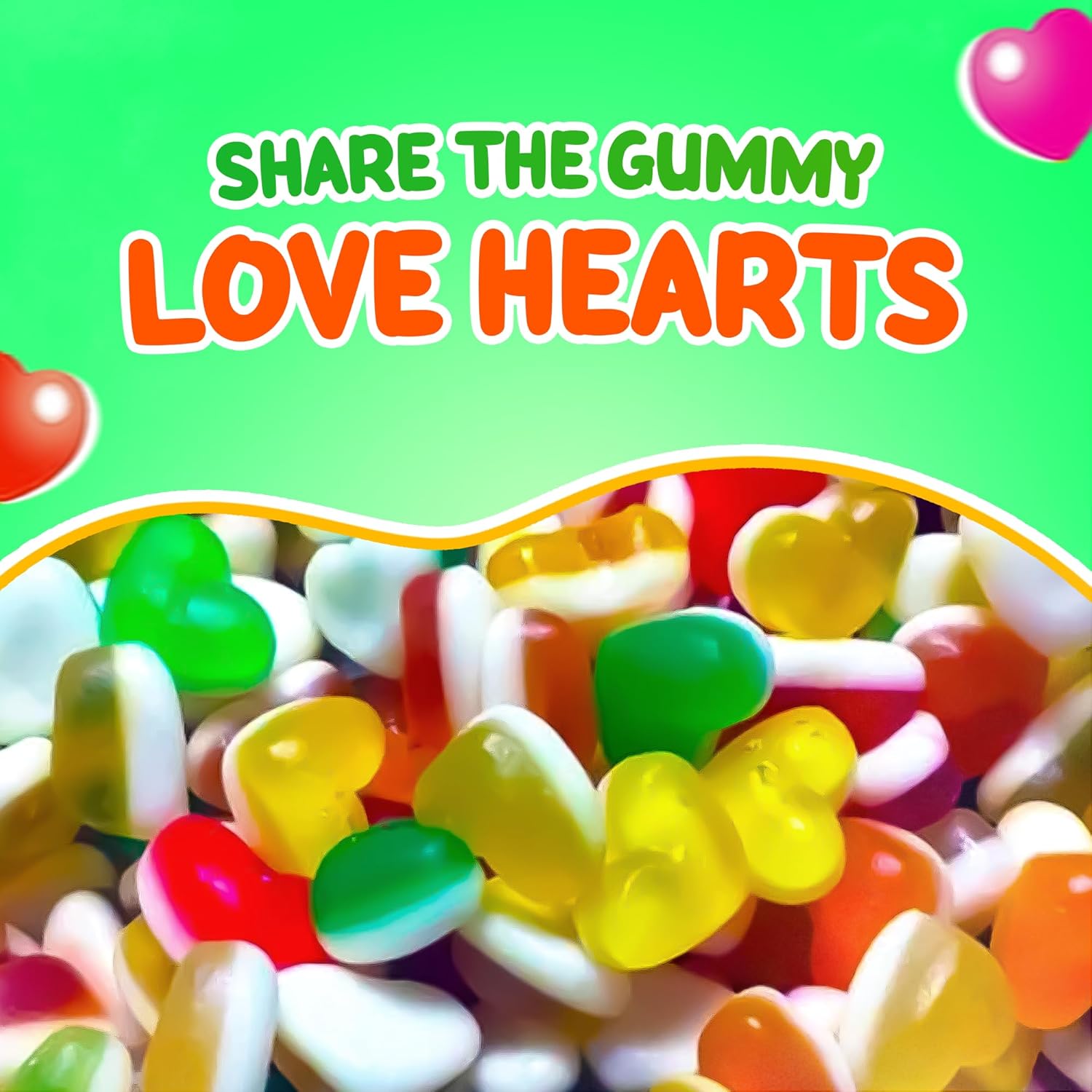 Sweetzone Halal Fruity Heart Gummies – 350 Chewy Heart Sweets in 805g Sharing Tub - Image 3