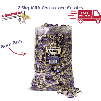 Walker's Milk Chocolate Éclairs 2.5kg – Traditional British Chewy Toffee Sweets with Chocolate Centre | Bulk Sharing Bag