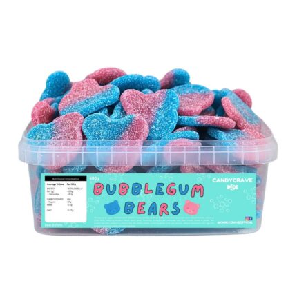 Candycrave Bubblegum Bears Tub Gummy Chewy Jelly Sweets Re-sealable 600g Tub