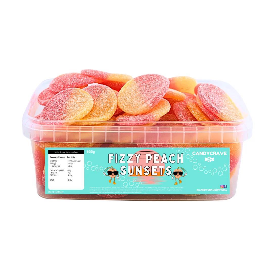 Candycrave Fizzy Peach Sunsets Tub Gummy Chewy Jelly Sweets Re-sealable 600g Tub