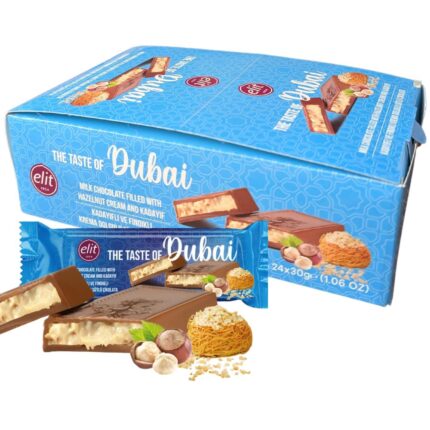 Elit Dubai Chocolate Crispy Bars with Hazelnut & Kadayif 30g - Pack of 24