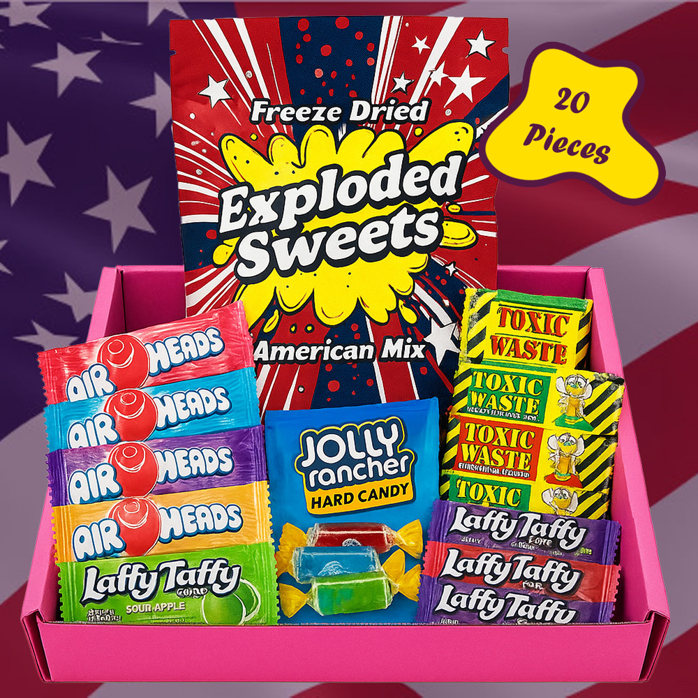 Sweetora American Sweet Selection Box – 20 Imported Candy & Freeze-Dried Treats | Gift Ready Hamper
