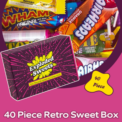 Sweetora Retro Sweet Gift Box – 40 Classic British Sweets | Assorted Pick & Mix Candy Hamper