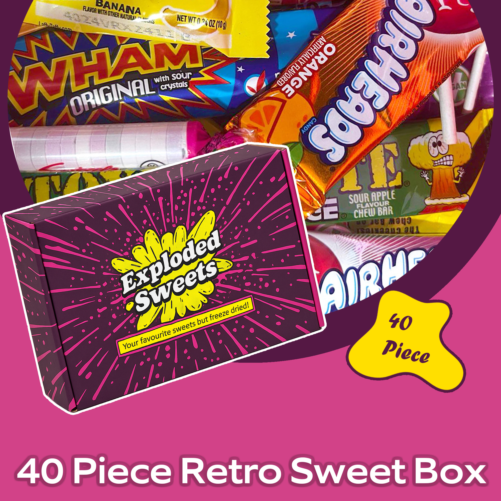 Sweetora Retro Sweet Gift Box – 40 Classic British Sweets | Assorted Pick & Mix Candy Hamper