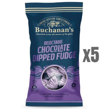 Bulk Buy 5 x Buchanan's Dark Chocolate Dipped Fudge 120g Bags | Traditional Scottish Chocolate Fudge | Golden Casket