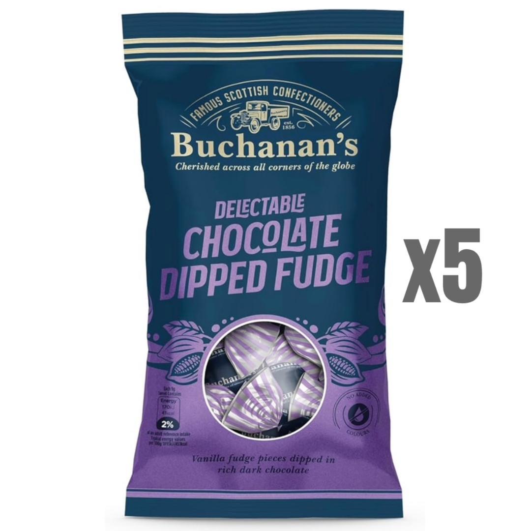 Bulk Buy 5 x Buchanan's Dark Chocolate Dipped Fudge 120g Bags | Traditional Scottish Chocolate Fudge | Golden Casket