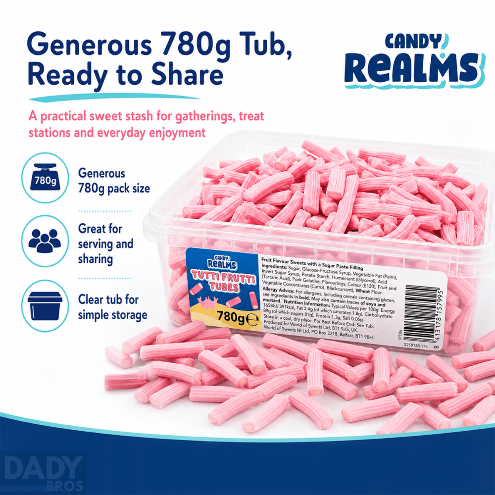 Candy Realms Tutti Frutti Tubes Tub 780g - Image 3