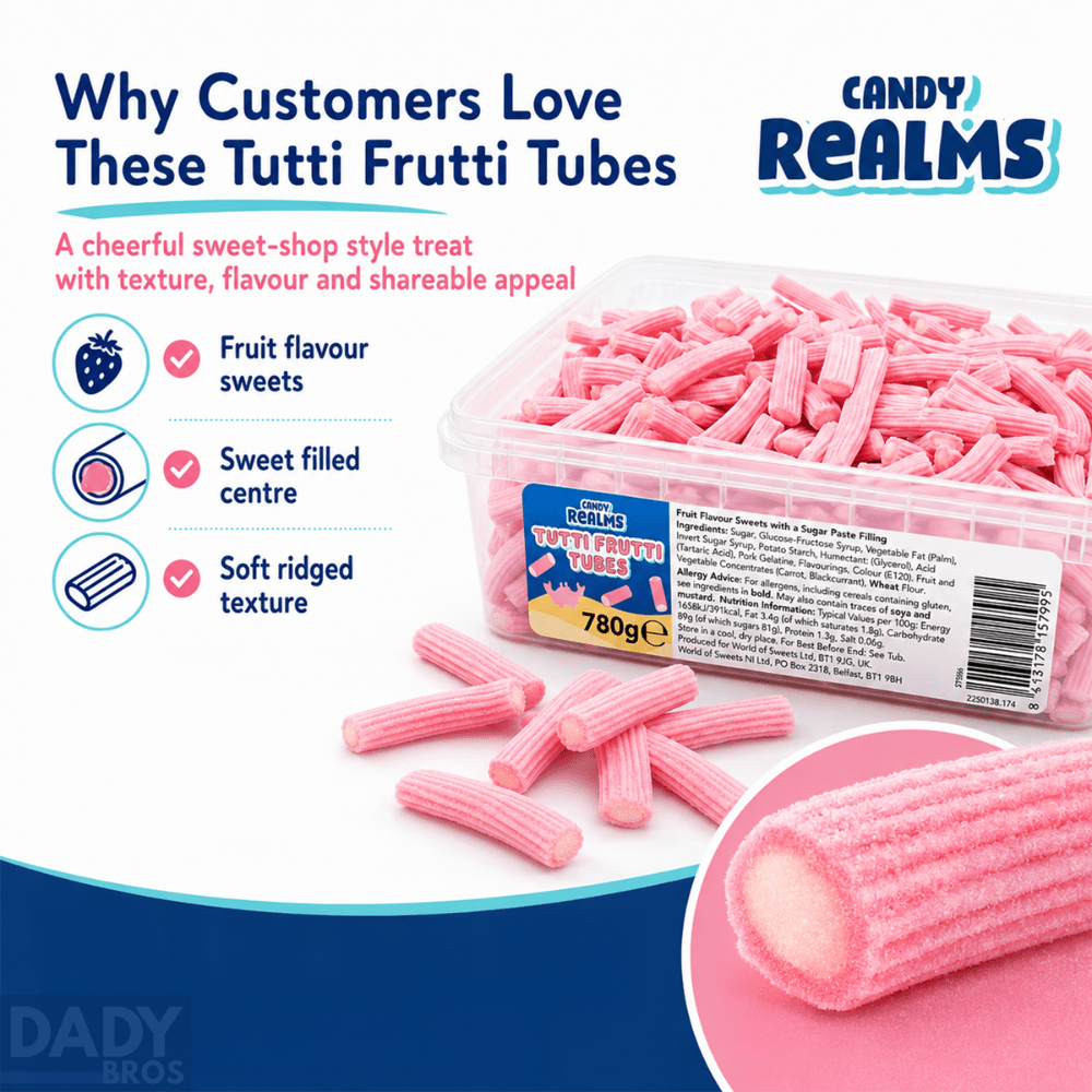 Candy Realms Tutti Frutti Tubes Tub 780g - Image 2