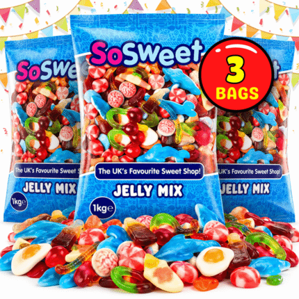 SoSweet Jelly Sweet Mix 3 x 1kg – Assorted Fruity Chewy Jelly Sweets | Bulk Sharing Multipack