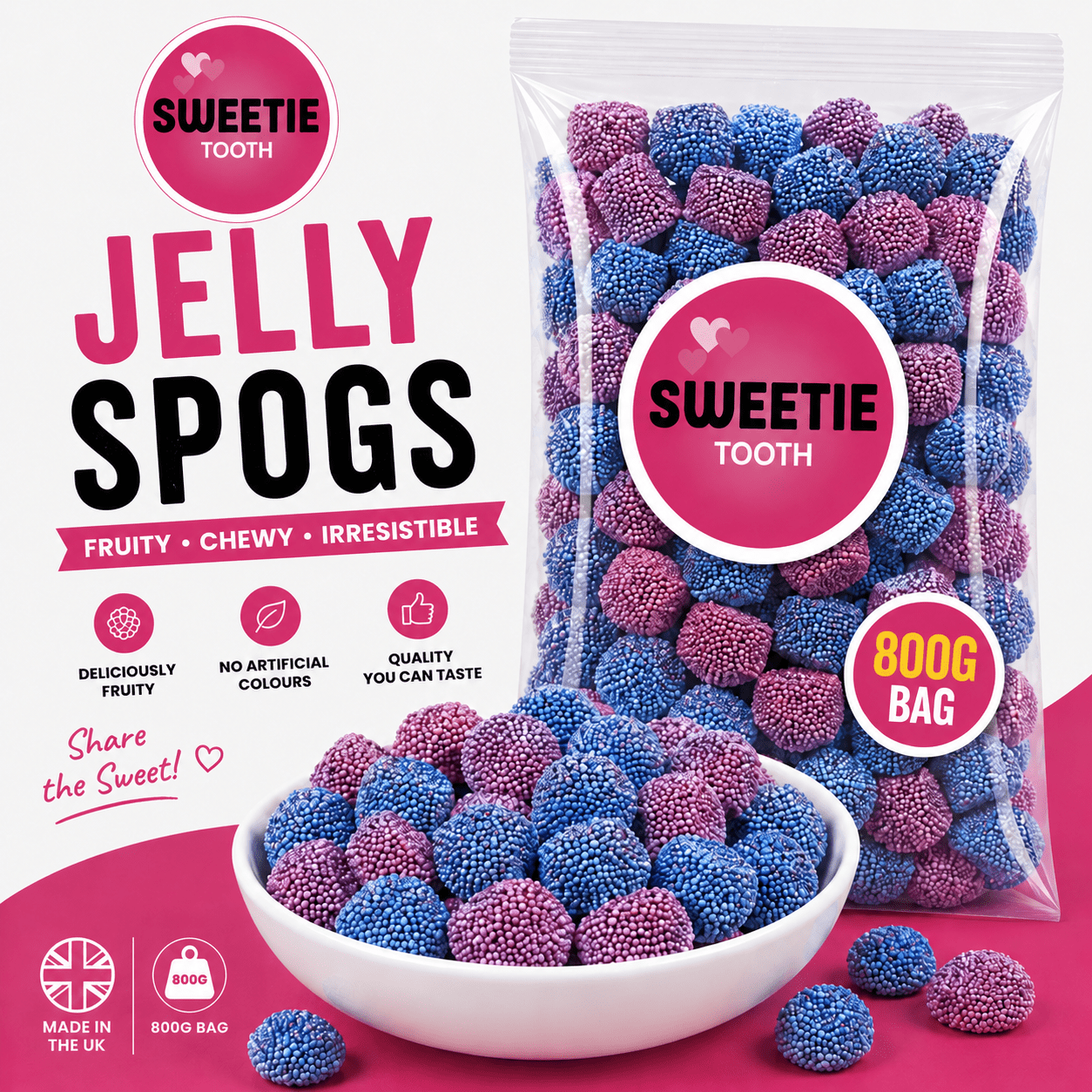 800g Jelly Spogs - Classic British Retro Sweets