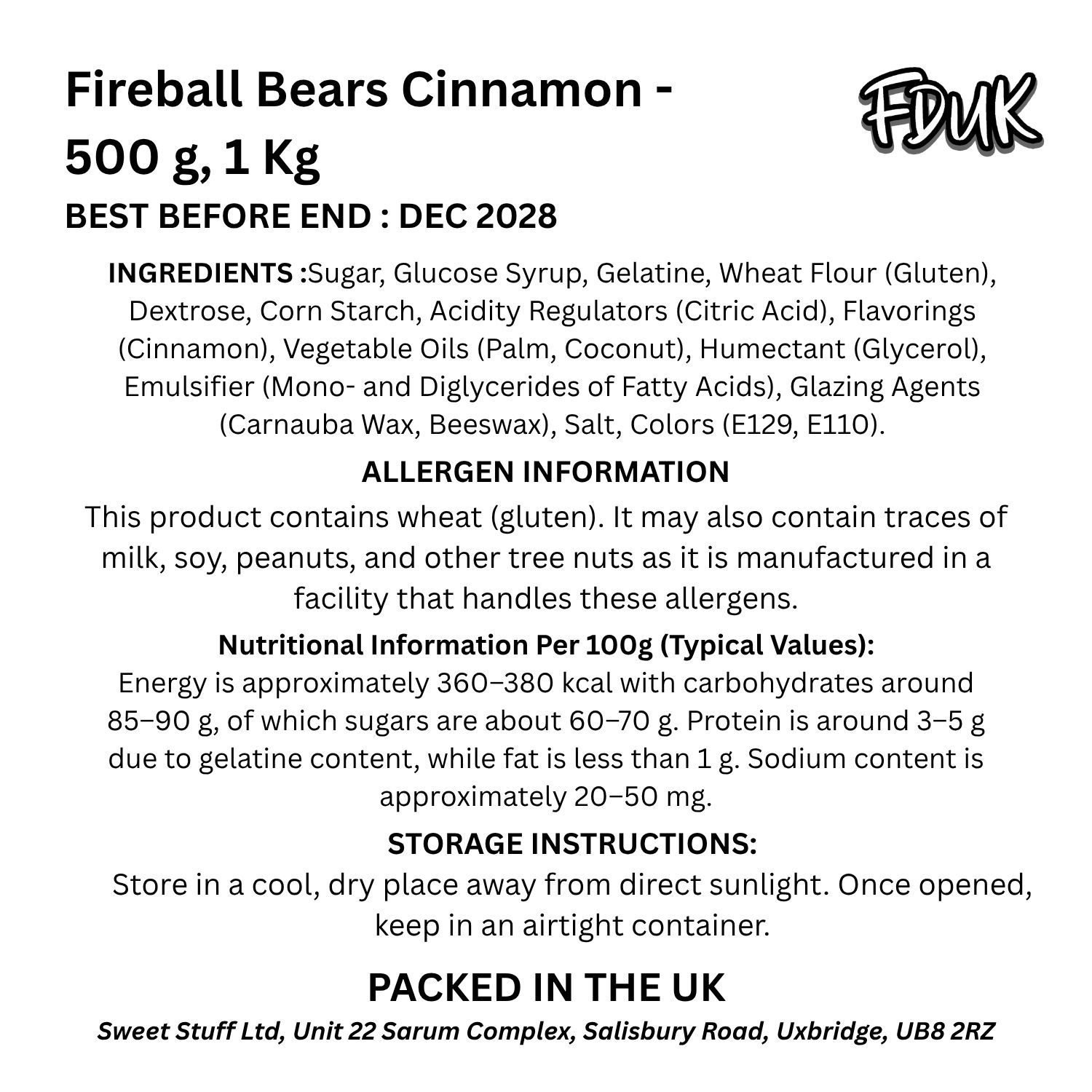 Fireball Bears Cinnamon 1Kg Halal Gift Box Quality Cheap Sweets Pik N Mix Candy FDUK - Image 4
