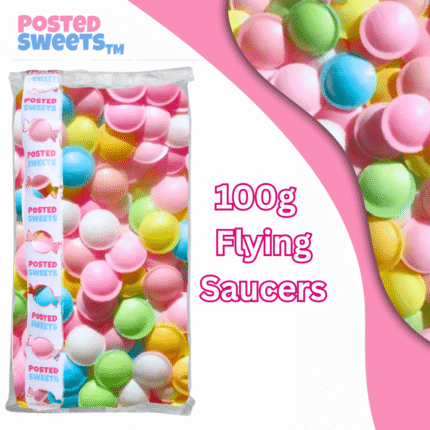 Flying Saucers 100g – Classic Sherbet Filled Wafer Sweets | Retro British Candy