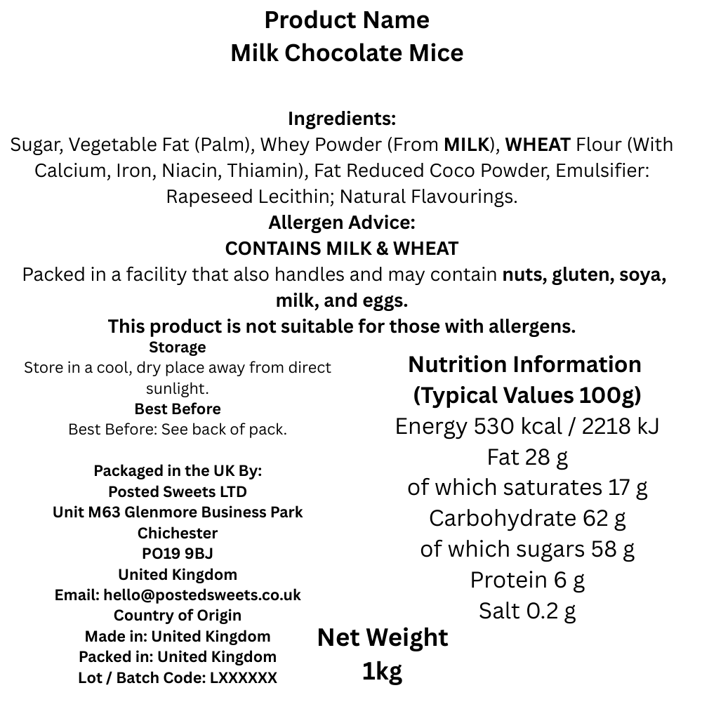 1KG Milk Chocolate Mice – Smooth Creamy Chocolate Sweets | Classic Retro British Candy Bulk Bag - Image 4