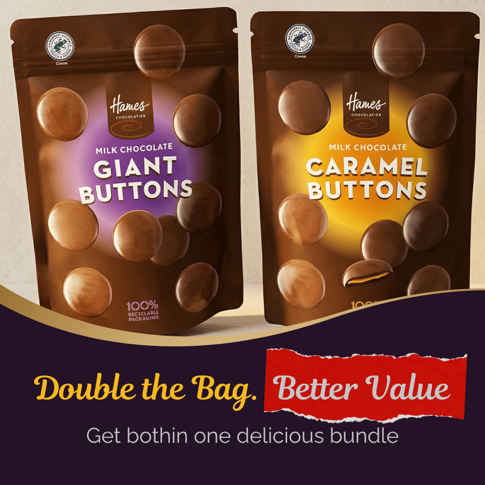 Hames Giant Milk Chocolate Buttons + Caramel Buttons 2 x 100g Pouches - Image 7