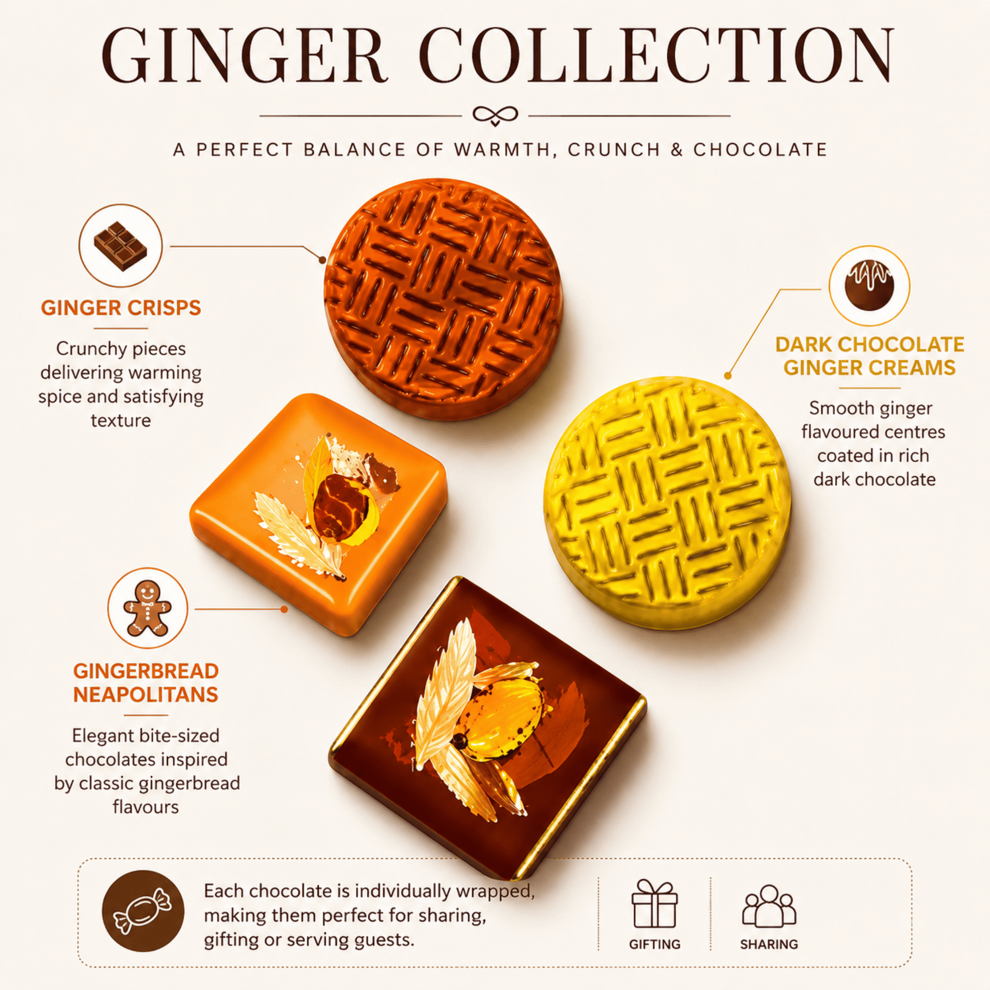 Bulk Dark Chocolate Ginger Collection – 25 Count Luxury Fairtrade Chocolates - Image 4