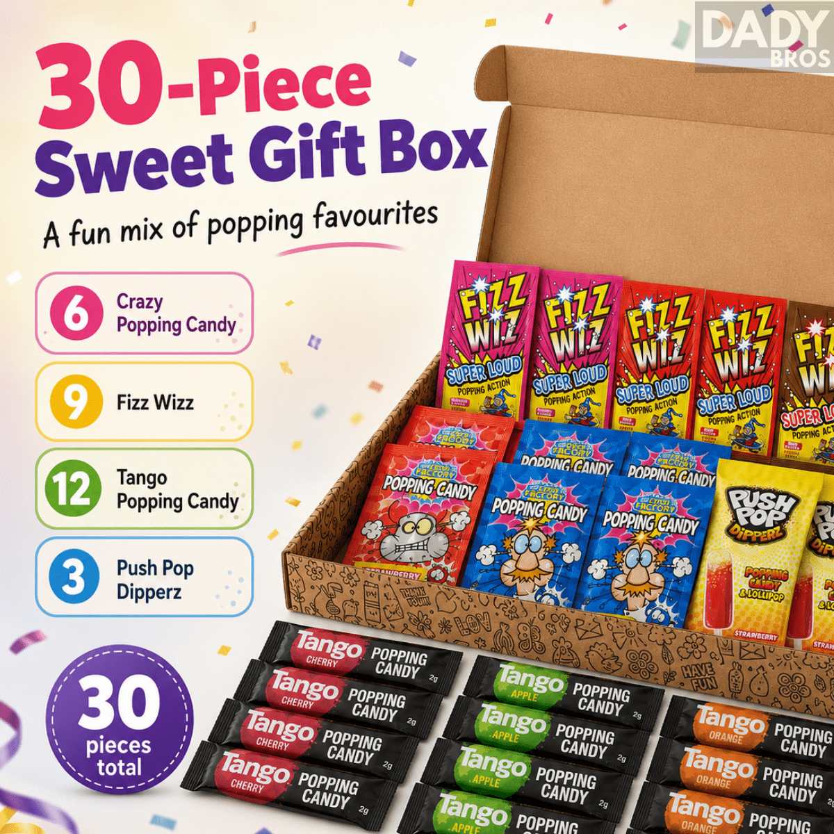 Sweetora Popping Candy Gift Box – 30 Assorted Fizzy & Popping Candy Packs | Ultimate Surprise Treat Box - Image 2