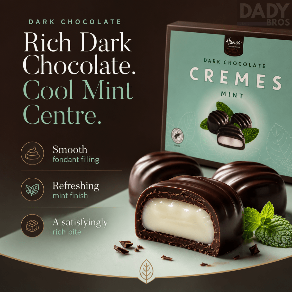 Hames Vegan Dark Chocolate Mint Cremes 2 x 88g - Image 2