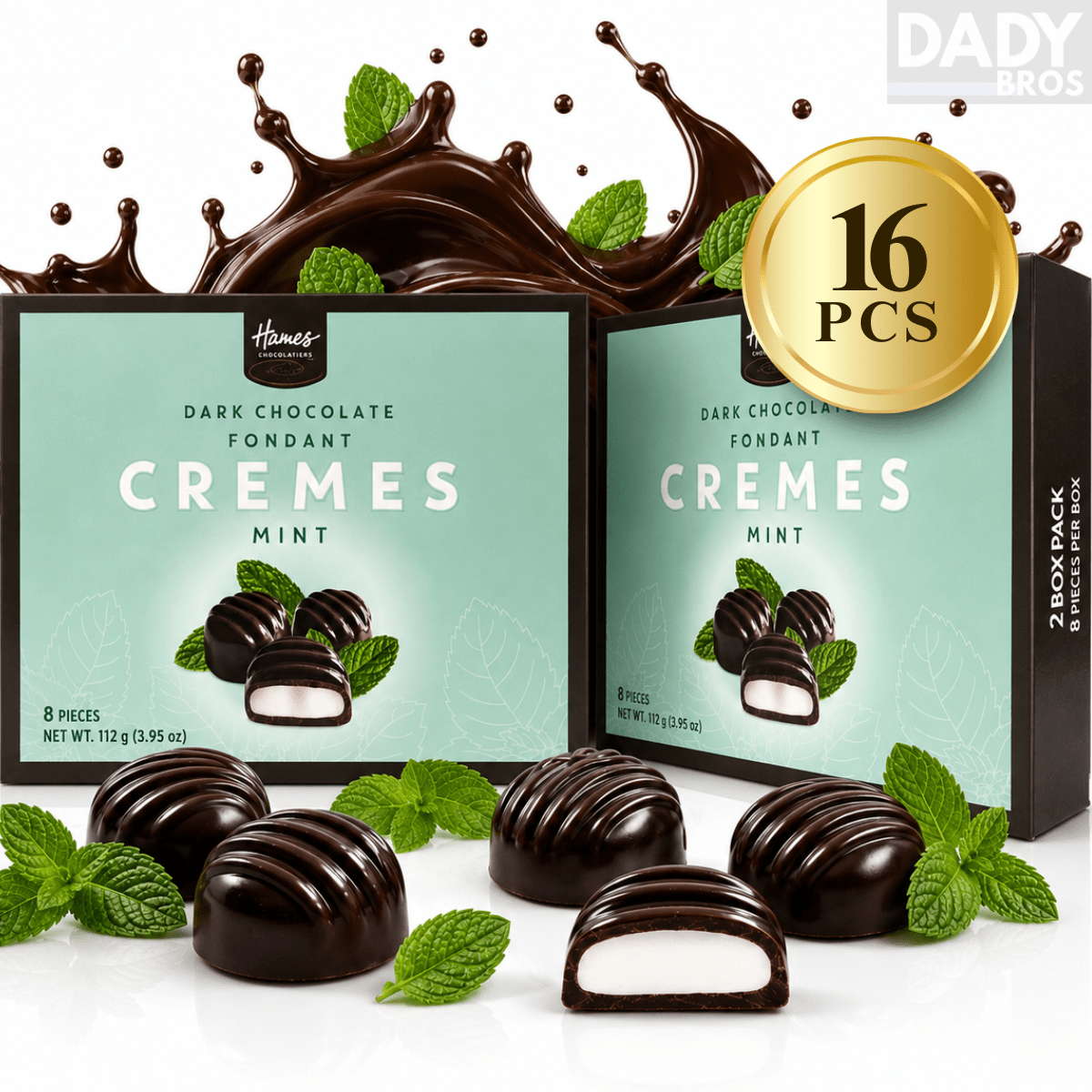 Hames Vegan Dark Chocolate Mint Cremes 2 x 88g