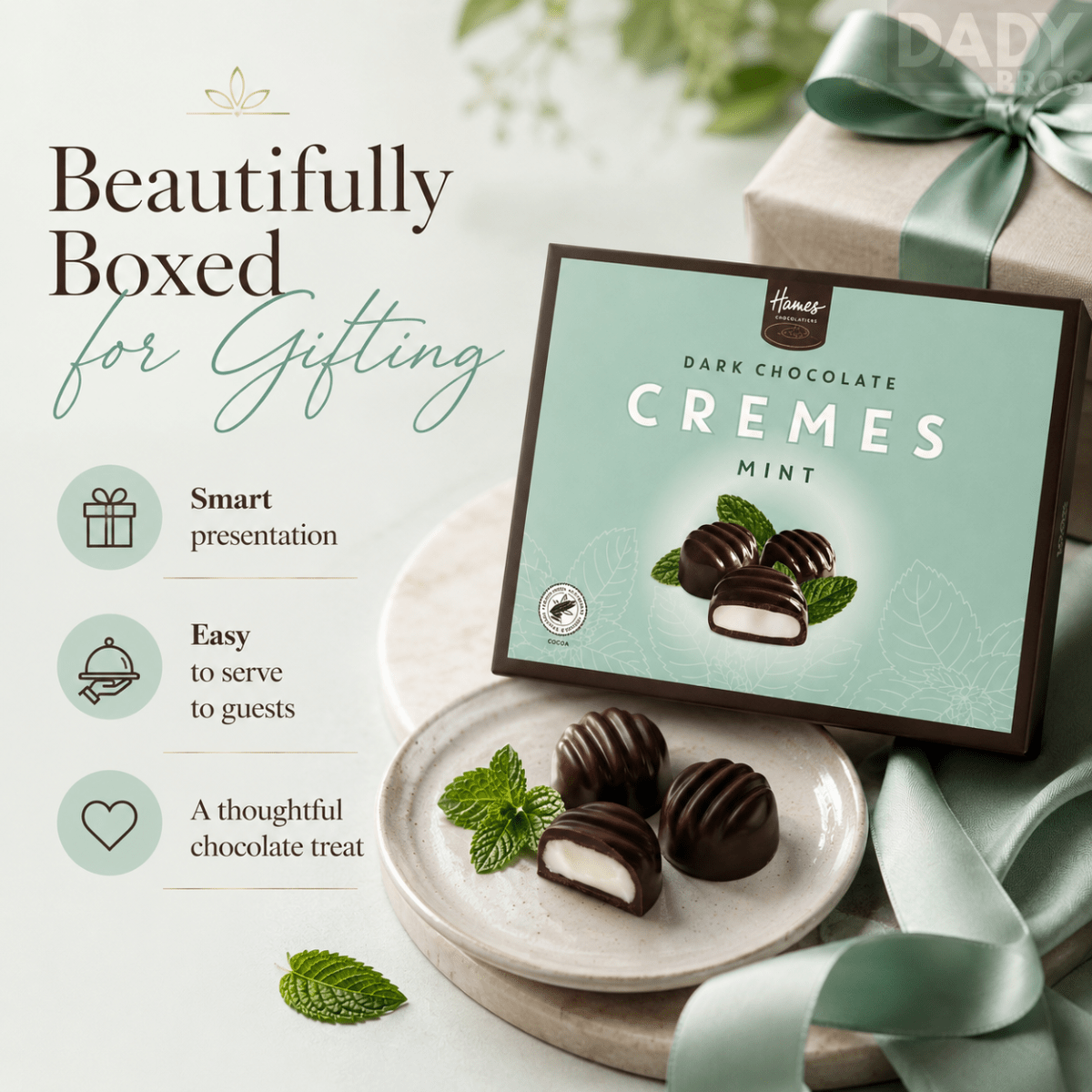 Hames Vegan Dark Chocolate Mint Cremes 2 x 88g - Image 5