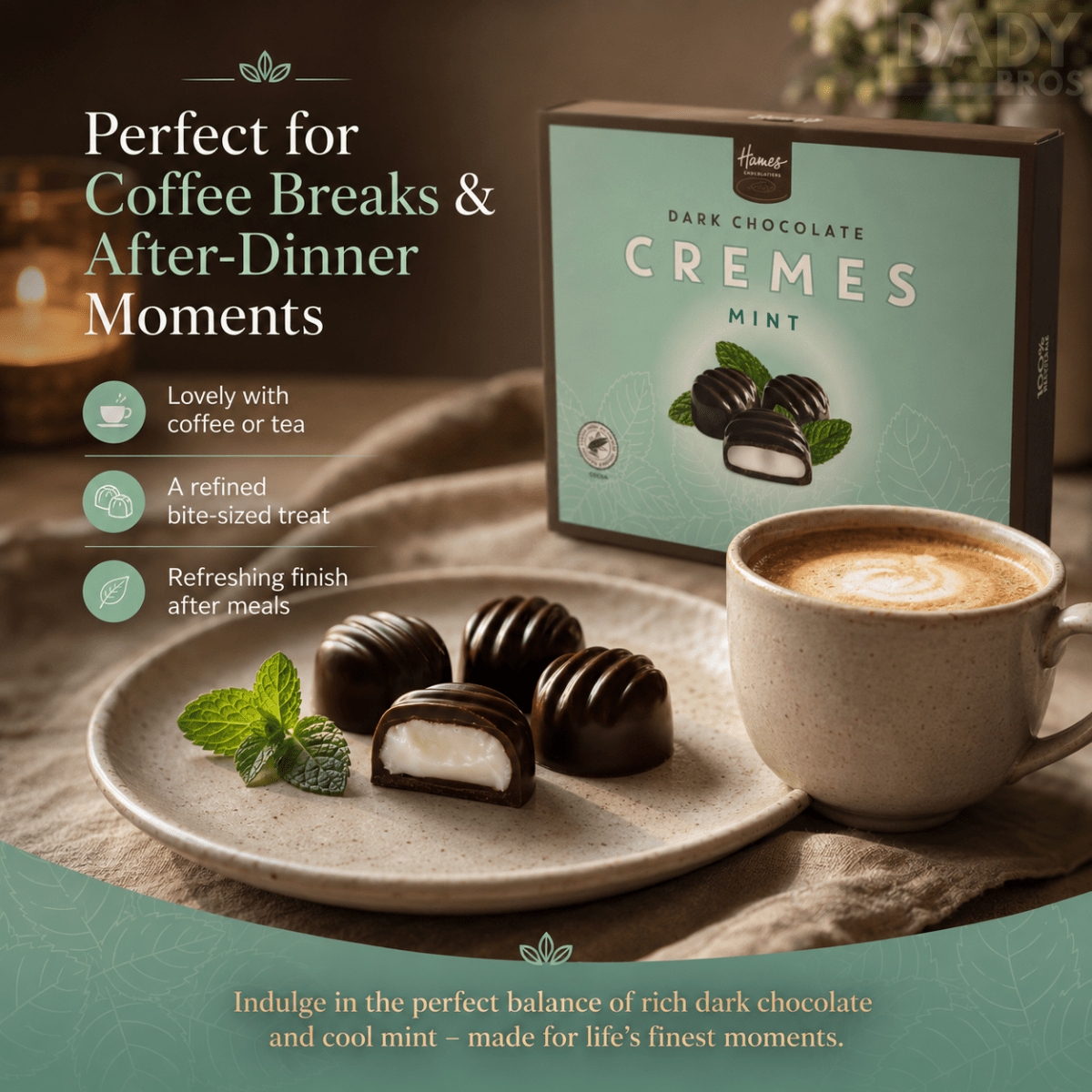 Hames Vegan Dark Chocolate Mint Cremes 2 x 88g - Image 6