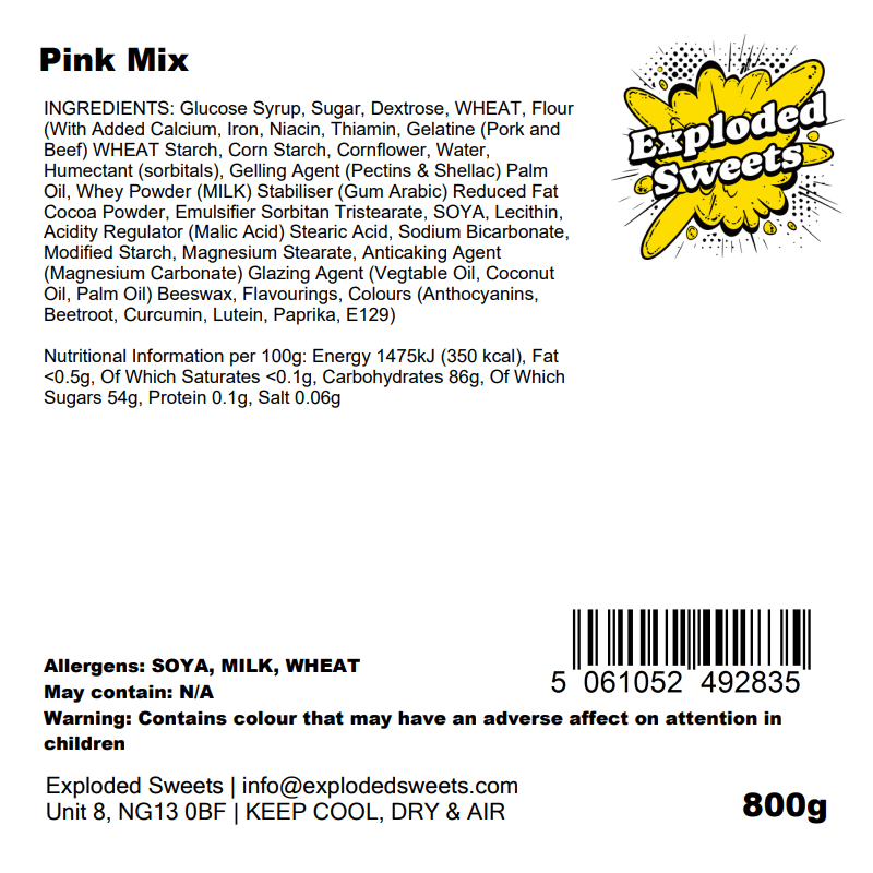 Pink Mix Combo Bundle | Exploded Sweets | 800g Bag & 500g Tub of Sweets - Image 2