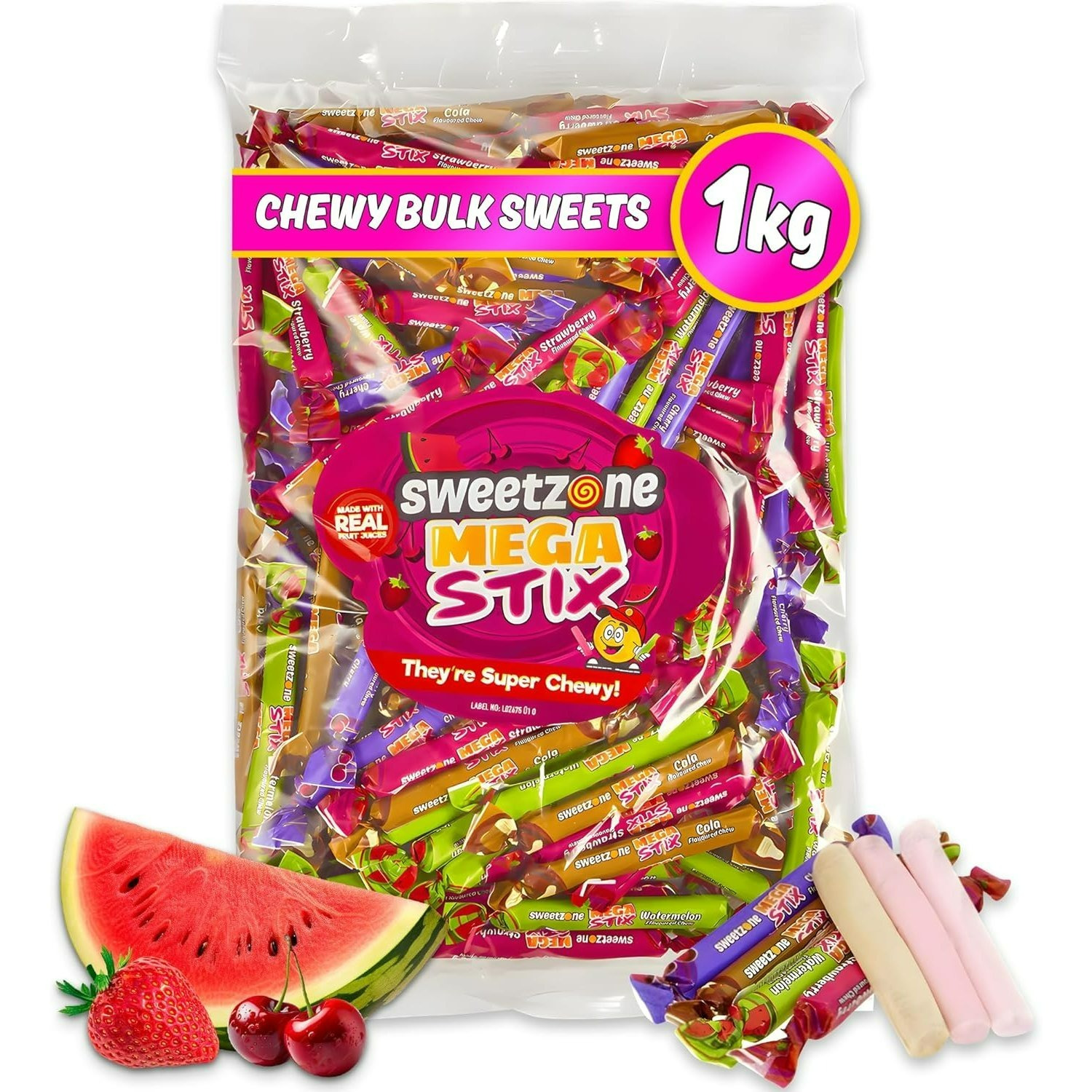Sweetzone Mega Stix & Fruit Chews Combo – 2 x 1kg Bags - Image 2