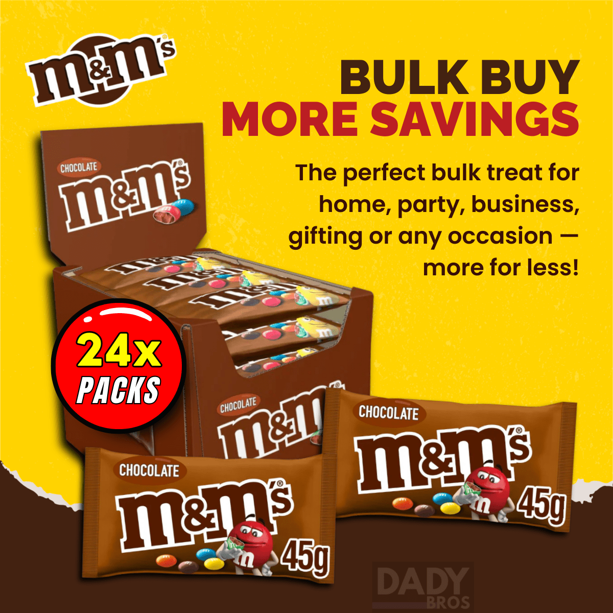 M&M's Milk Chocolate Bites Bags 24 x 45g - Image 2
