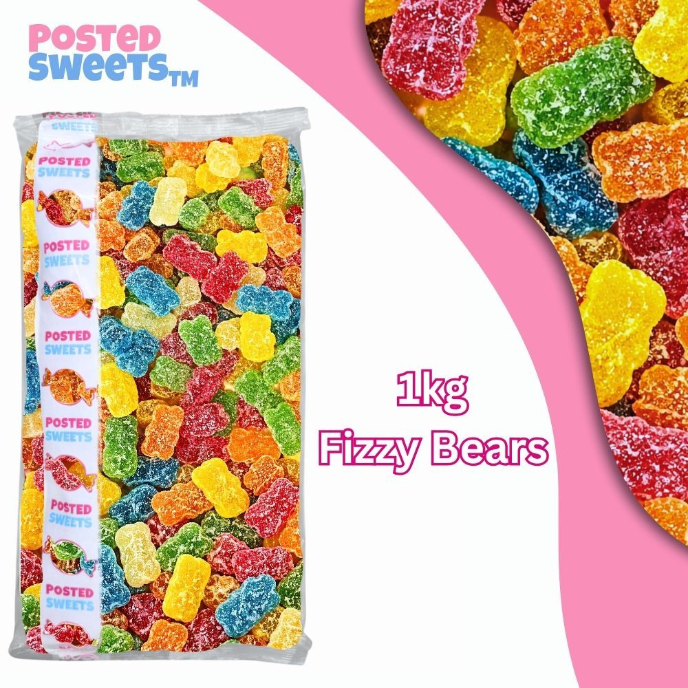 Fizz Bears 1kg Bulk Bag – Fruity Fizzy Jelly Bear Sweets | Retro Pick & Mix Sharing Pack | Posted Sweets