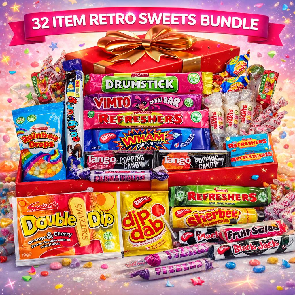 Sweetora Retro Sweet Hamper – 32 Classic British Sweets | Nostalgic Candy Gift Box