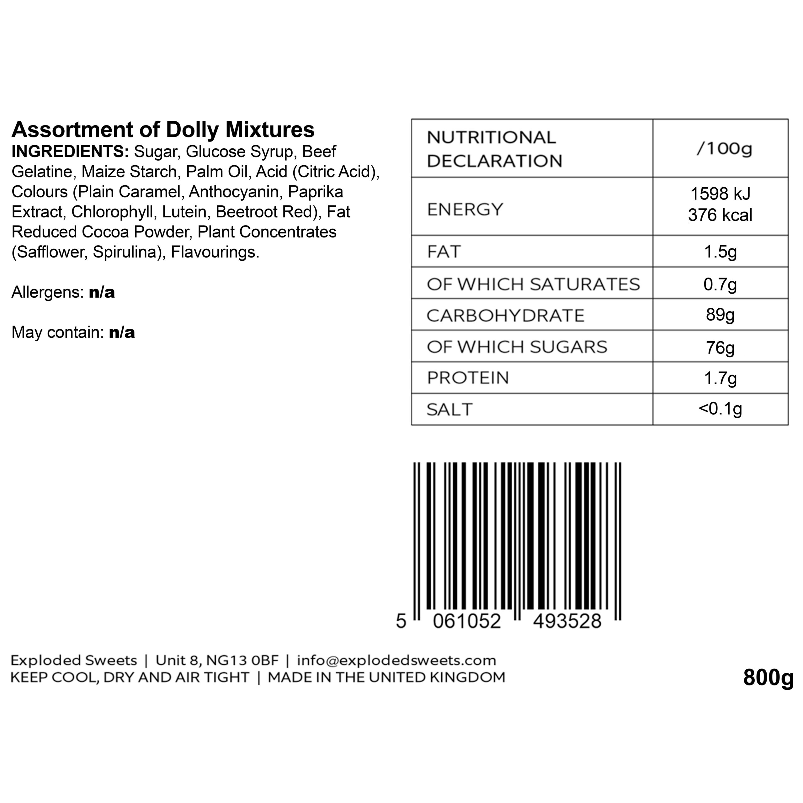 500g Dolly Mixture Bucket | Exploded Sweets | Soft Chewy Pick & Mix Dolly Mixtures in a Resealable Tub - Image 3