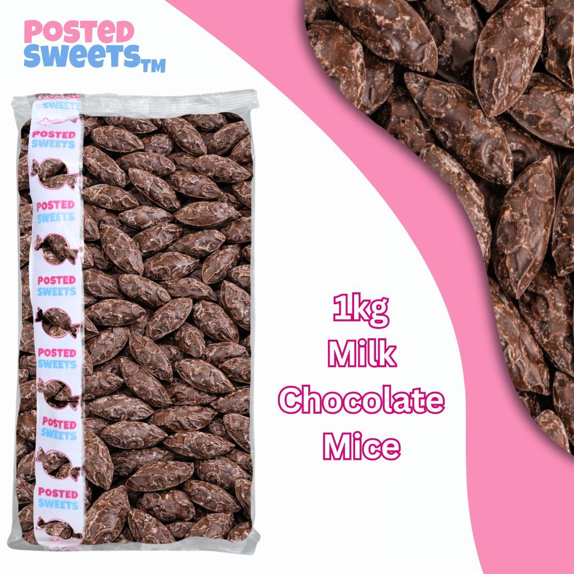 1KG Milk Chocolate Mice – Smooth Creamy Chocolate Sweets | Classic Retro British Candy Bulk Bag