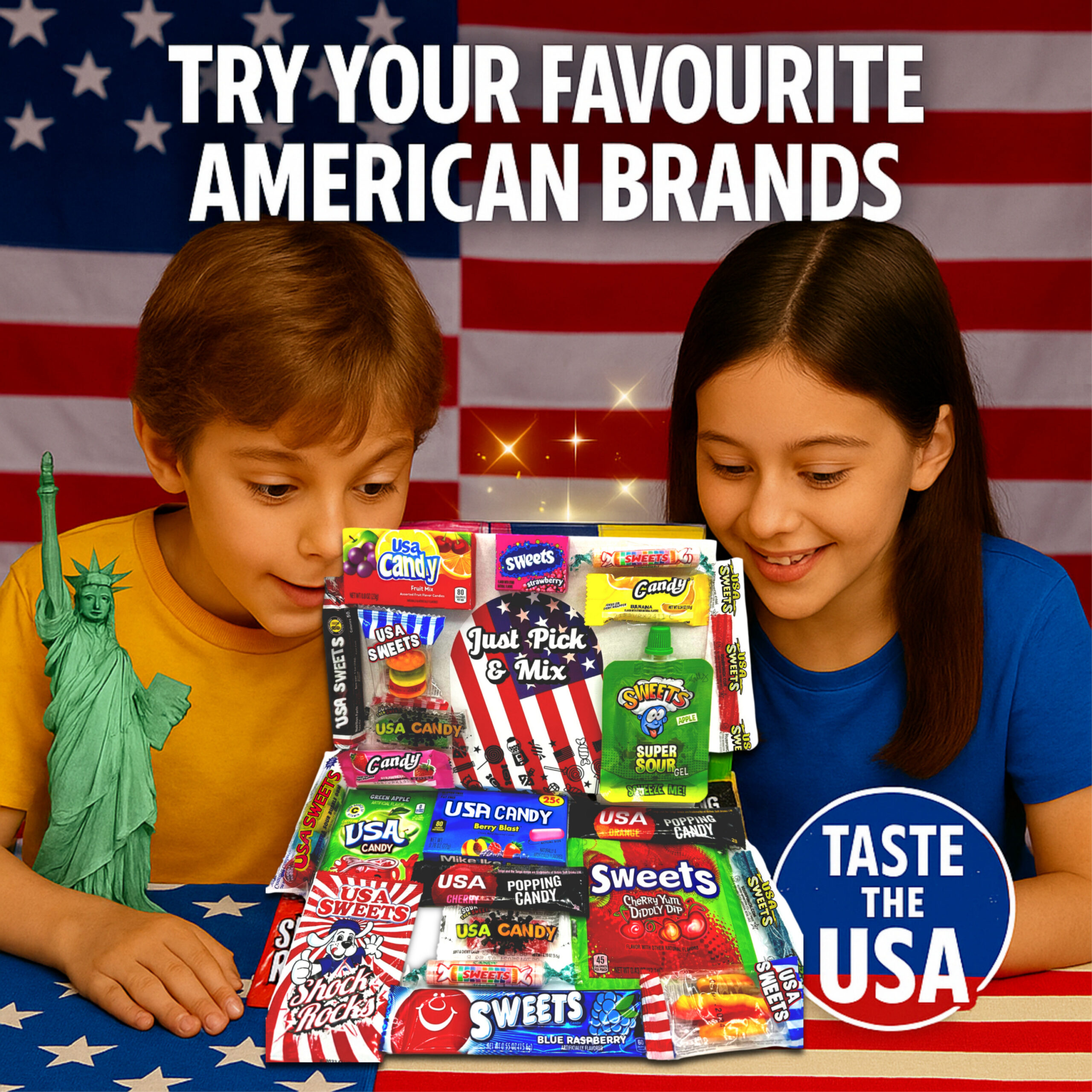 Sweetora American Sweets Gift Box – USA Candy Selection Hamper | Imported Treats for Birthdays & Special Occasions - Image 2