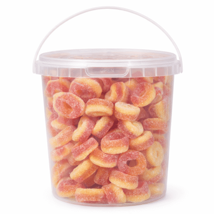 Exploded Sweets 500g Resealable Tub of Bebeto Peach Rings