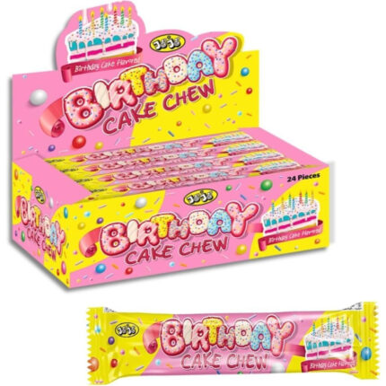 JoJo Birthday Cake Flavoured Chews – Case of 24 x 25g Bars