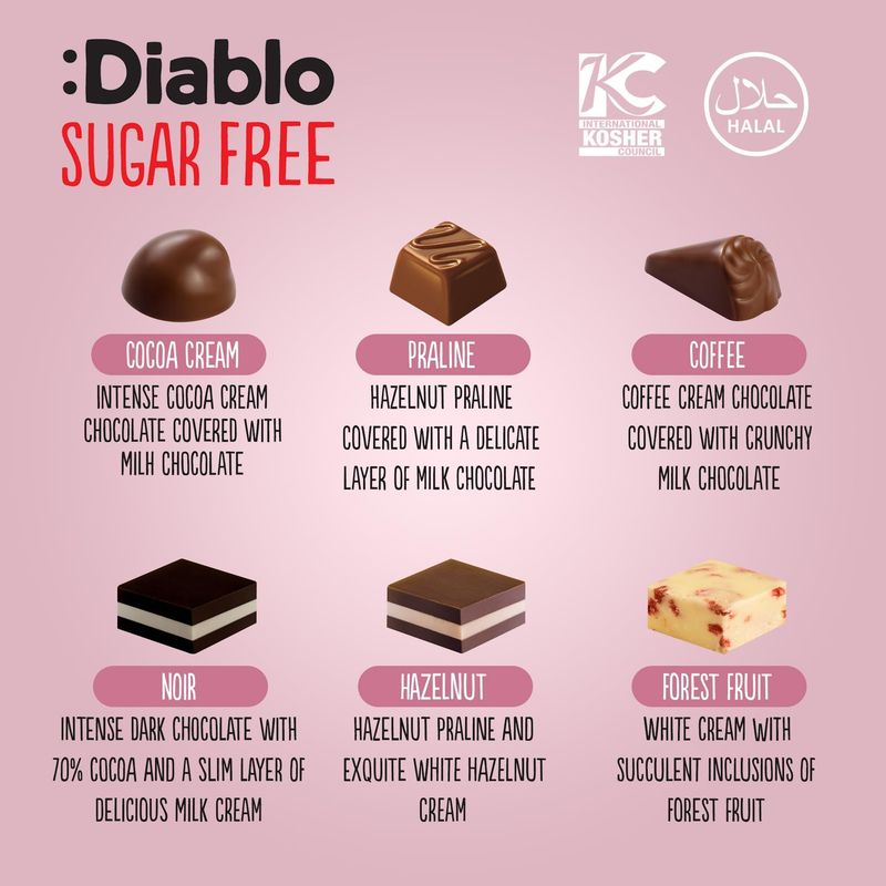 Diablo No Added Sugar Luxury Chocolate Gift Box – 14 Pieces - Image 2