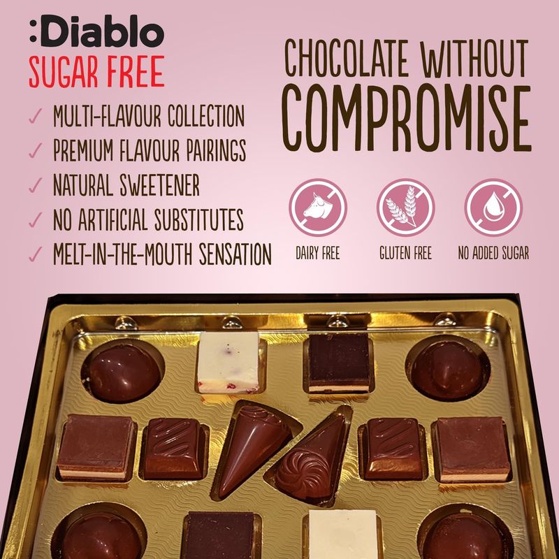 Diablo No Added Sugar Luxury Chocolate Gift Box – 14 Pieces - Image 3