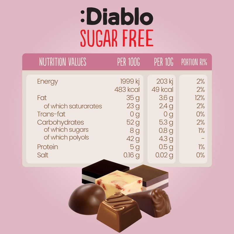 Diablo No Added Sugar Luxury Chocolate Gift Box – 14 Pieces - Image 5